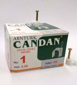 100 adet Paslanmaz Çelik Beton Çivili 1 No 4.5mm Kroşe En Sağlıklı Sağlam Kablo Montajı Özel Üretim