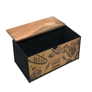 Kapaklı Ahşap Ekmek Kutusu Natural Zararsız Ekmek Dolabı Ekmeklik Tahta Baked Fresh