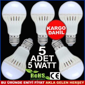 AWATAR 5 ADET 5 WATT ENERJİ TASARRUFLU LED AMPUL