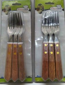 Free Cook Ahşap Saplı 6adet Yemek Çatalı Paslanmaz Çelik CK-345 ( B-4)
