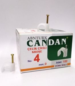 100 adet Paslanmaz Çelik Beton Çivili 4 No 9mm Kroşe En Sağlıklı Sağlam Kablo Montajı Özel Üretim