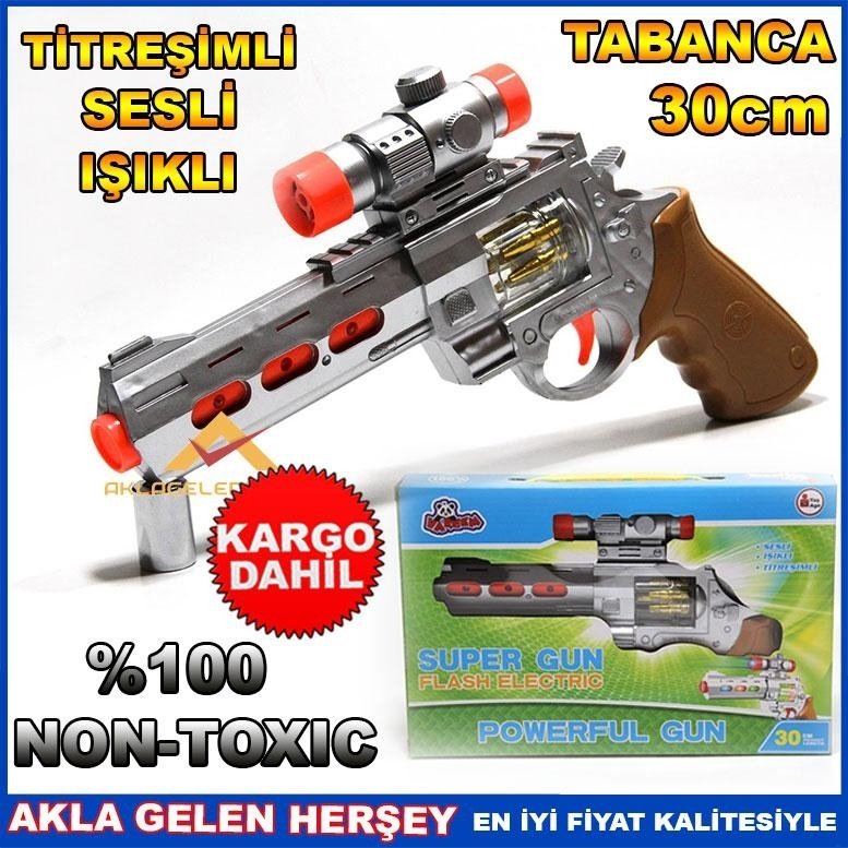 Ücretsiz Kargo TİTREŞİMLİ IŞIKLI SESLİ SUPERGUN OYUNCAK TABANCA