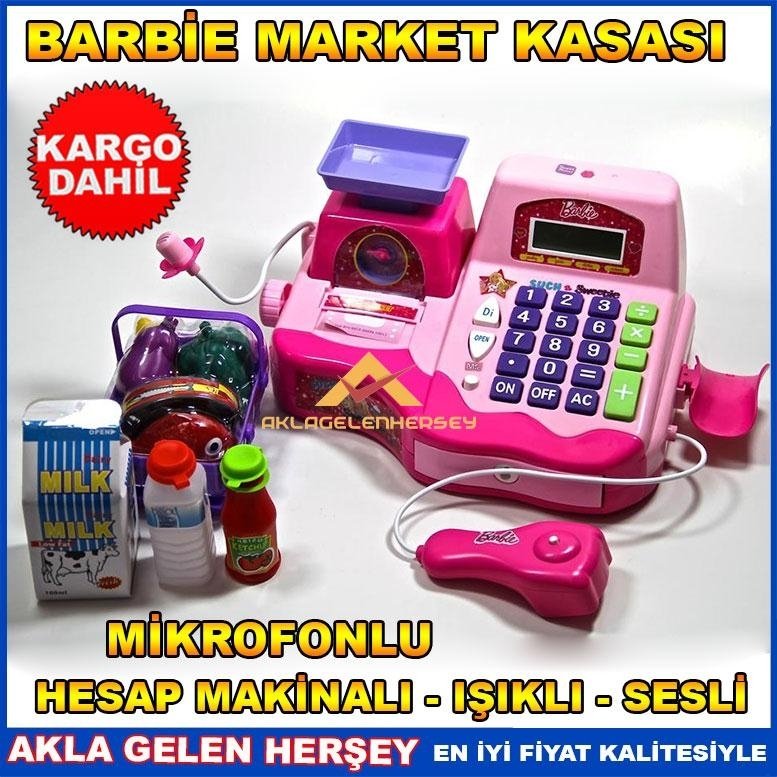 Ücretsiz Kargo BARBİE MİKROFONLU HESAP MAKİNELİ MARKET KASASI
