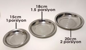 Yaşam Boyu Garantili 3 adet 20cm Paslanmaz Çelik Çukur Yemek Tabağı BüyükPorsyon Sağlam Metal Tabak
