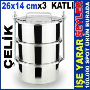 26x14cm 3kap Büyük Boy Çelik Sefer Tası Karavana