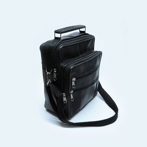 Gerçek Deriden Üretilmiş Omuz Askılı ve Kulplu 5 Cepli Büyük Boy Unisex Dikey El Çantası