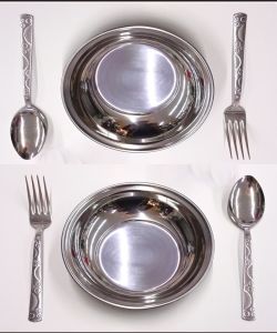 YaşamBoyu Garanti 6 parça Yemek Seti 16cm Standart Porsiyon 2 Çelik Yemek Tabağı +2 Çatal +2 Kaşık