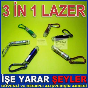 3 in 1 ÇOK FONKSİYONLU FENER & METAL GÖVDE LAZER
