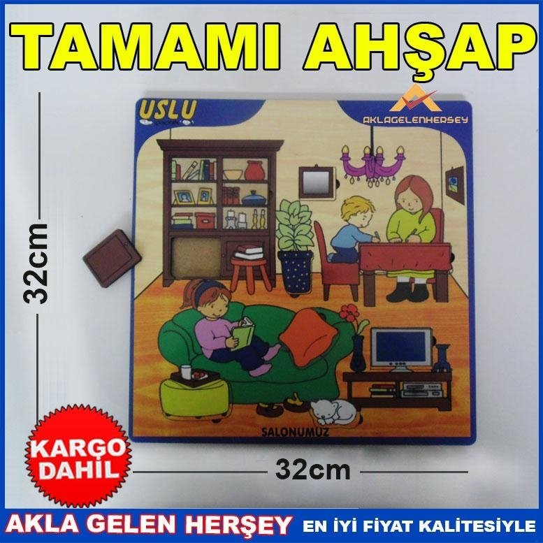 Ücretsiz Kargo EĞİTİCİ VE ÖĞRETİCİ AHŞAP 8PRC SALONUMUZ PUZZLE