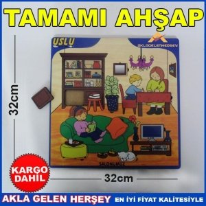 Ücretsiz Kargo EĞİTİCİ VE ÖĞRETİCİ AHŞAP 8PRC SALONUMUZ PUZZLE
