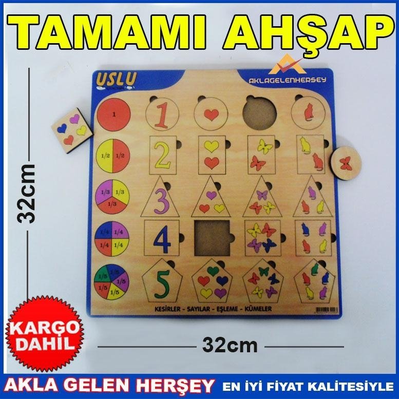 Ücretsiz Kargo EĞİTİCİ VE ÖĞRETİCİ AHŞAP 20PRC MATEMATİK PUZZLE