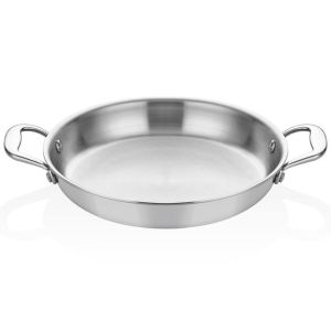 3 Katlı Paslanmaz Çelik 19cm Yumurta Sahanı 2 Kat 18-10 Çelik Katmanlar Arası Özel Alüminyum Dolgu