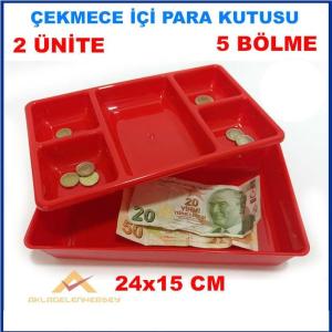 24x15cm 2 ÜNİTE 5 BÖLME ÇEKMECE İÇİ PARA KUTUSU -2
