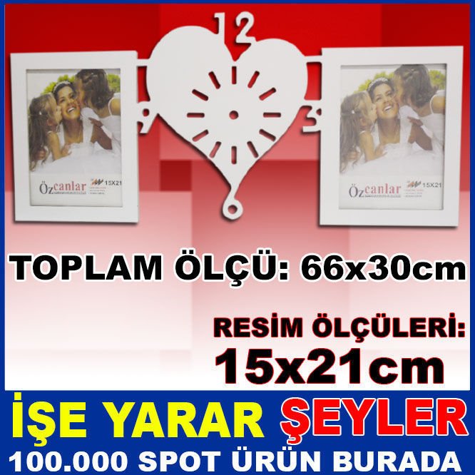 SAATLİ KALP MODEL 2'Lİ ÇERÇEVE AŞK ÇERÇEVESİ
