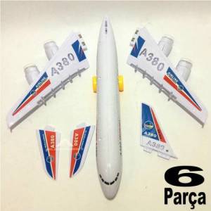 Aırbus A380 Işıklı Ve Müzikli Büyük Boy 6 Parçaya Ayrılabilen Uçak 360º Derece Döner Tekerlekli