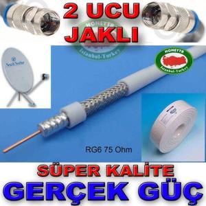 50 METRE UYDU ANTEN KABLOSU 2 UCU F KONNEKTÖRLÜ