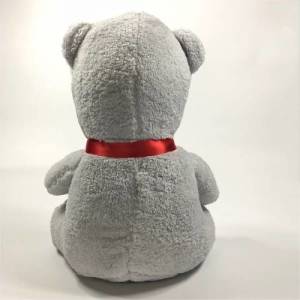 Kalp Tutan Sevimli Gri Peluş Ayı - Sevgiliye Özel Hediyelik 50cm