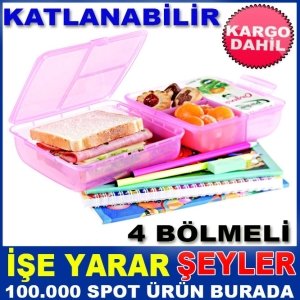 ÜCRETSİZ KARGO İLE KATLANABİLİR 4 BÖLMELİ KİLİTLİ BESLENME KUTUSU