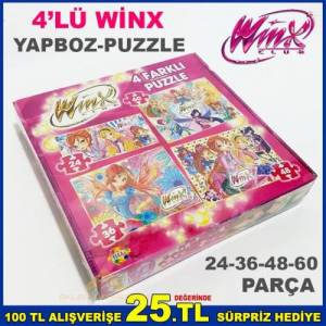 4'lü Winx Eğitici Eğlendirici Puzzle Seti
