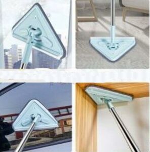 Teleskopik Uzayan Kısalan Saplı 2 Adet Mikrofiber Paspaslı Üçgen Mop Paspas Çok Amaçlı Temizlik Seti