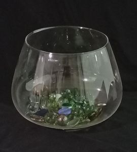 Büyük Boy Balık Akvaryumu Cam Fanus Vazo Olarak ideal Çap:25cm Yükseklik:19cm Ağız Genişliği:18cm