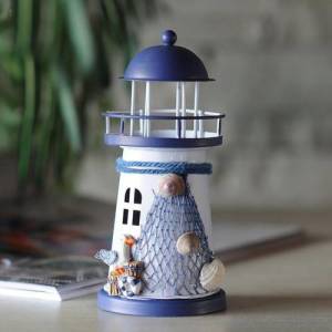 Işıksız Dekoratif Metal Deniz Feneri Obje 14 cm Hediyelik Eşya Biblo