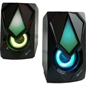 Kerasus Mini 2.0 USB Hoparlör Kr 1001 Ses Ayarlı Hoparlör Işıklı Bilgisayar Oyuncu Hoparlörü Siyah