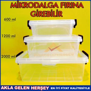 3 PARÇA KİLİTLİ KAPAK ŞEFFAF SAKLAMA KAPLARI 