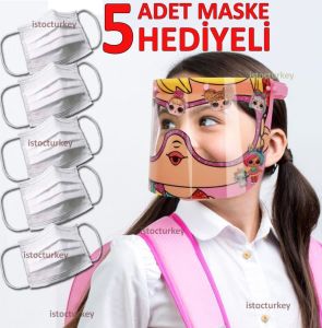 LaL Baby's Figürlü Yüz Koruyucu Çocuk Siperliği 5 Maske Hediyeli Koruyucu Camlı Sağlıklı Yaşam Seti