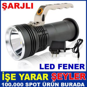 SU GEÇİRMEZ 8000W ŞARJLI LED IŞIKLI EL FENERİ
