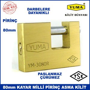 Darbelere Dayanıklı TSE Garantili Paslanmaz, Çürümez Kayar Milli 80mm Pirinç Asma Kilit