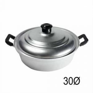 30 Cm Kapaklı Saplı Alüminyum Natural Tencere Yerli Üretim