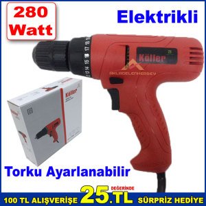 Köller 280 Watt Torklu Vidalama Makinası Hız Devir Ayarlı Elektrikli Tornavida Vidalama Matkap