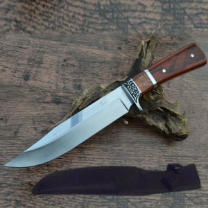 Desenli Av Bıçağı 28cm Kemer Takma Klipsli Rambo Bıçağı Şık Tasarım Kemik Saplı Çelik Kamp Bıçak