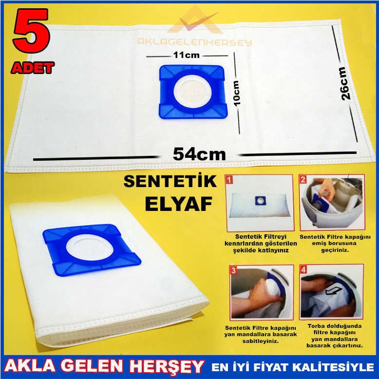 5 ADET ARÇELİK BKS9660 SENTETİK ELYAF TOZTORBASI