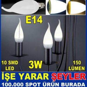 E14 BUJİ DUYLU 3W 150Lm SMD LED MUM AVİZE AMPÜLÜ