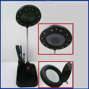 12 Led Işıklı Büyüteçli,Kalemlikli Tamir Büyüteç Standı