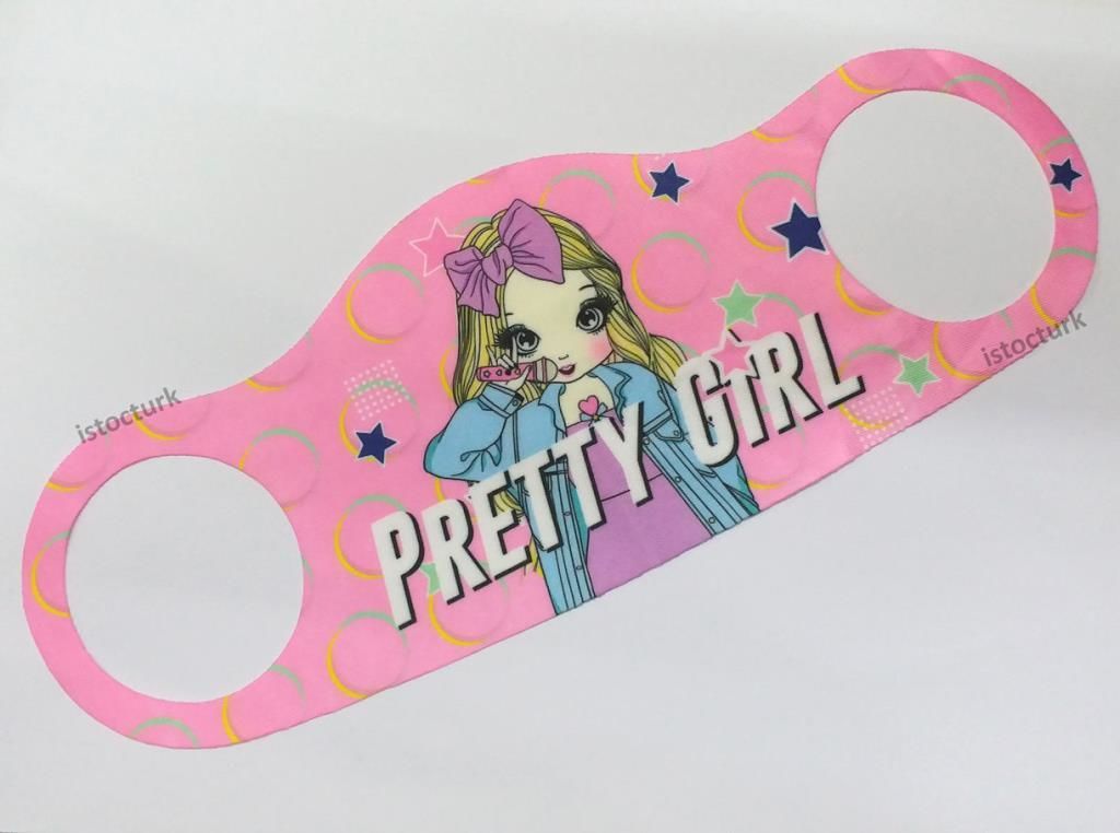 Kız Çocukları için Desenli Çocuk Maskesi Pratty TekTek Özel Ambalajda 2 ADET ALANA 3 ADET GÖNDERİLİR