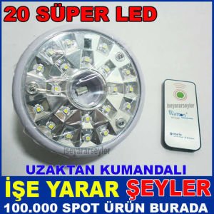 20 SÜPER LED ŞARJLI UZAKTAN KUMANDALI LAMBA