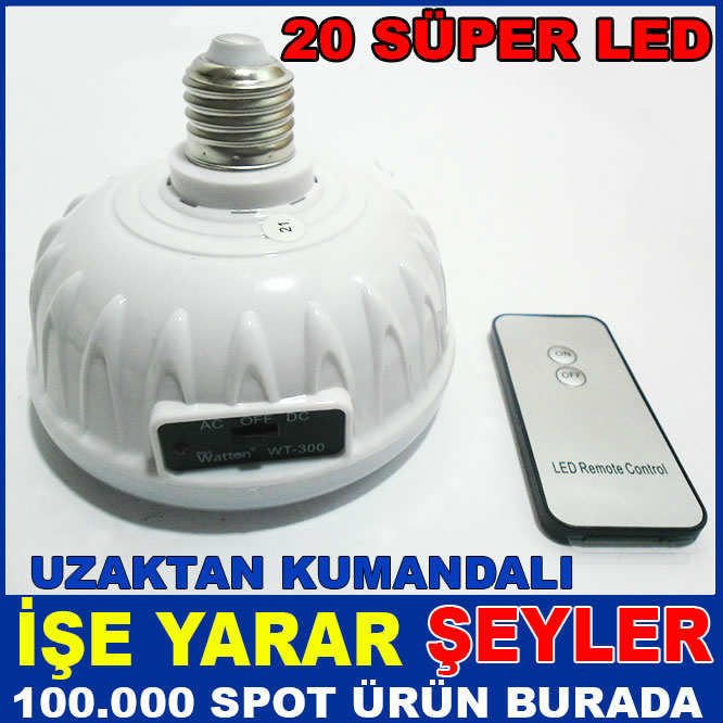20 SÜPER LED UZAKTAN KUMANDALI ŞARJLI LAMBA