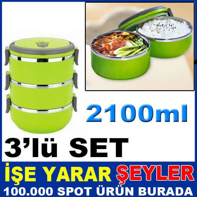 3'lü SET 1400ml ISI KORUMALI YEMEK TERMOSU SETİ