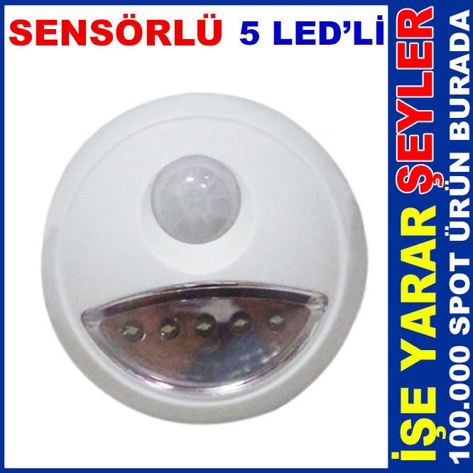 5 LED'Lİ 8cm ÇAPINDA GÜÇLÜ SENSÖRLÜ LAMBA