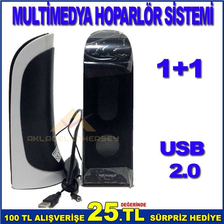 POLYGOLD MULTİMEDYA 1+1 HOPARLÖR USB BAĞLANTI NOKTASI ÜZERİNDEN GÜÇ ALAN HOPARLÖR SİSTEMİ