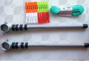 Yuvarlak Balkon Demirine Monte Gezer Makaralı Pratik Çamaşır Kurutma Askısı,24 Mandal+20 mt İp Dahil