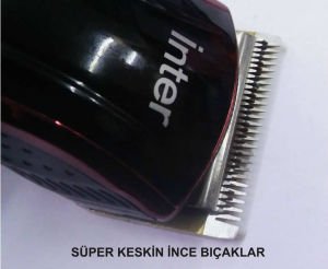 İnter HQ222T Turbo Saç Tıraş Makinesi,Berber tipi Profesyonel Şarjlı-Fişli Islak Kuru Saç Sakal Traş