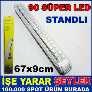 IŞIKLI ŞARJ EDİLEBİLİR EL FENERİ 90 LED IŞILDAK