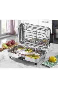 Taner Lüx Büyük Boy 37*23cm Elektrikli Izgara Alüminyum Gövde Kapaklı Mangal Barbekü 4şiş Kebap Ocak