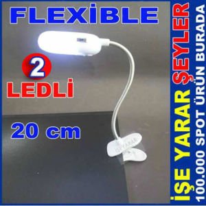 PİLLE ÇALIŞAN MİNİ KİTAP OKUMA LAMBASI OYNAR KAFALI 2LED MANDALLI