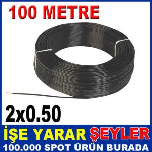 100mt KABLO 0019 SİYAH 2x0.50 HOPARLÖR KABLOSU