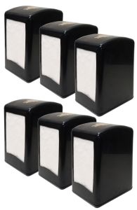 6 Adet MasaÜstü Lüx Siyah Peçetelik Çift tarafı Yaylı AĞIRlıklı Lokanta tip Peçete Dispanser Otomatı